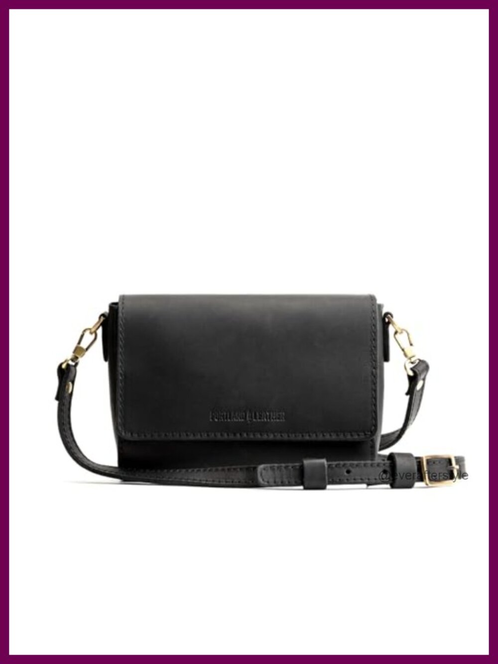 Full-Grain Leather Crossbody Bag Mini Compact Adjustable Strap Suede Lined